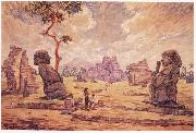 unknow artist Oil painting. Temple ruins in Candi Sewu Germany oil painting artist